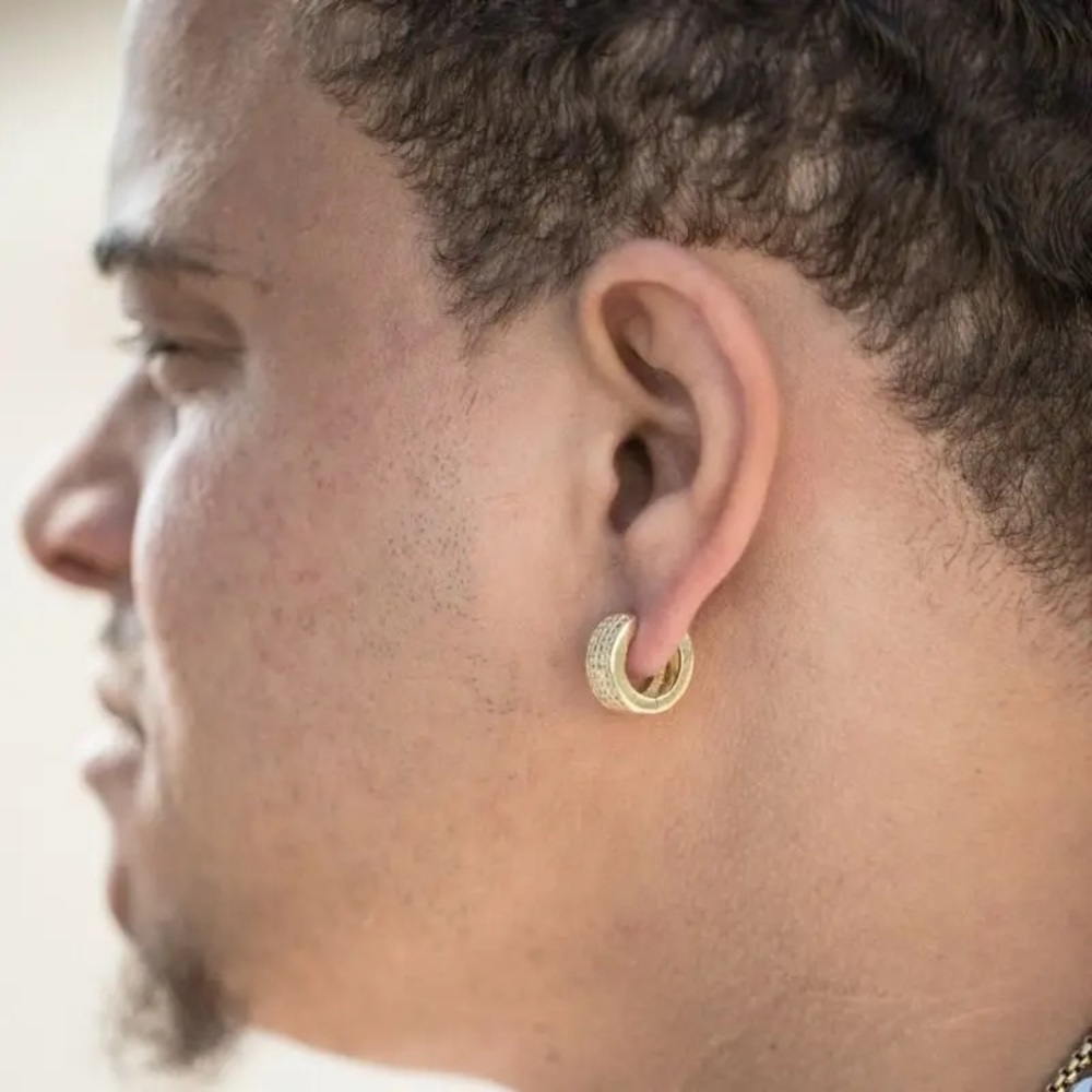 NEW Cool Men Women Silver Gold Color Punk Round Hoop Stud Earrings - Picture 4 of 5
